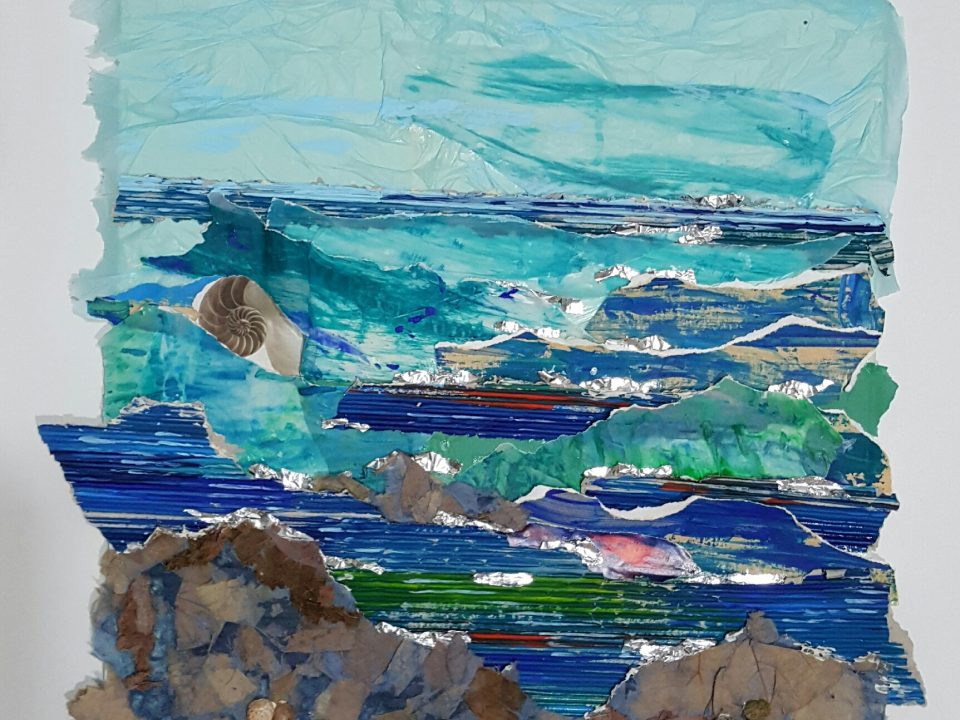 Charles Trenet La Mer Lyrics 4 - Assemblage Malerei 2016 A.B-A., Mechthild Hartmann-Schäfers
